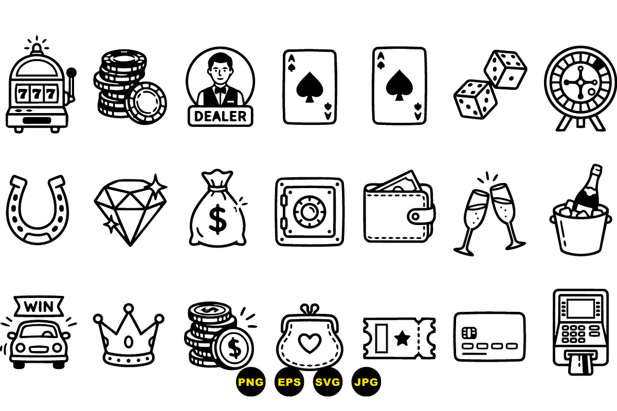 Casino Vector Icon Set, an Illustration by designvectx (Photo 3 of 3)