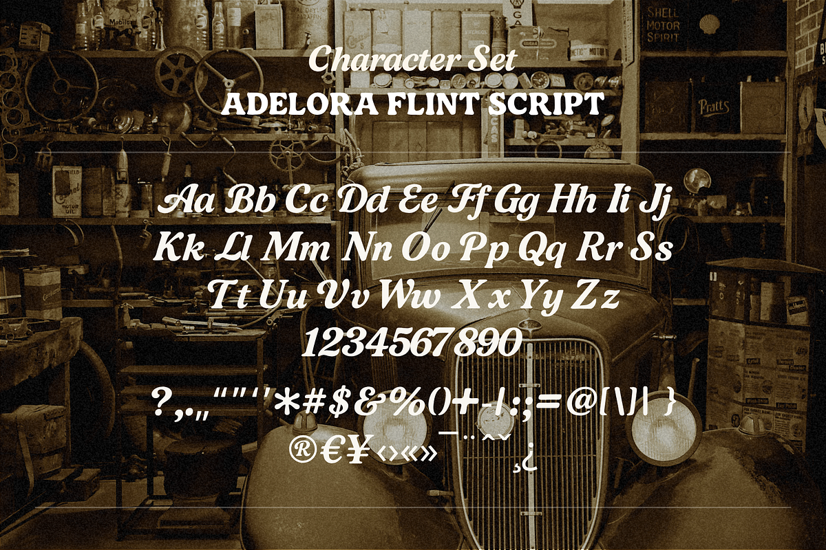 Adelora Flint – Retro Display Font, a Script Font by Creacy Studio (Photo 9 of 9)