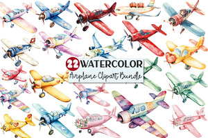 Watercolor Airplane Sublimation Clip, an Illustration by Rose Art