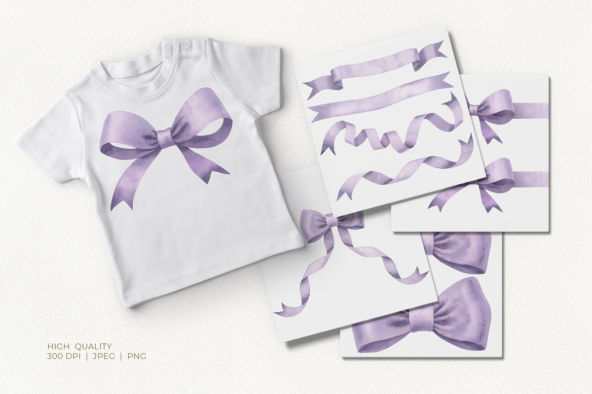 Bows Ribbons Watercolor Set, a Decorative Illustration by YarovaArt (Photo 2 of 7)