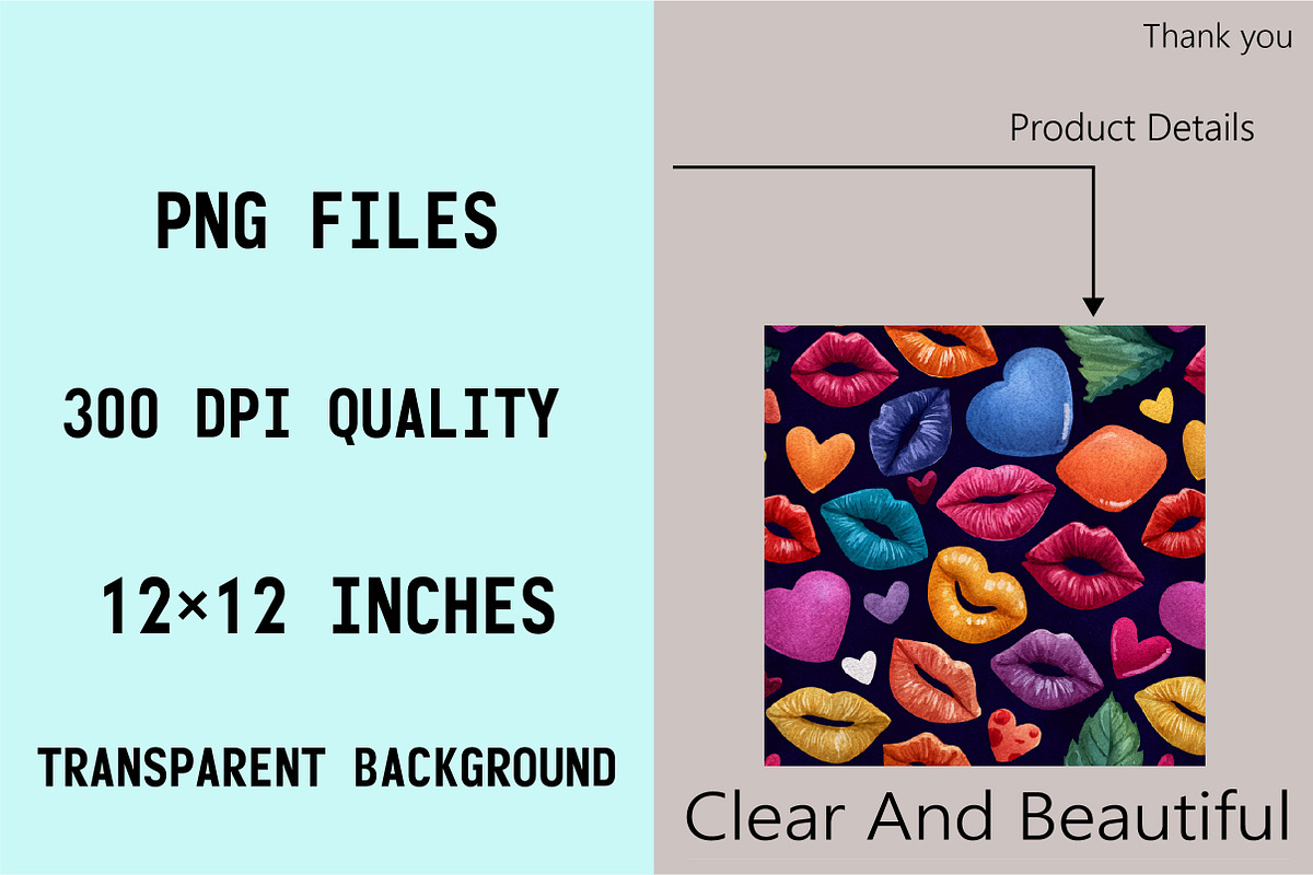 Kisses Lips and Hearts Pattern, a Pattern Graphic by SVGArt (Photo 3 of 8)