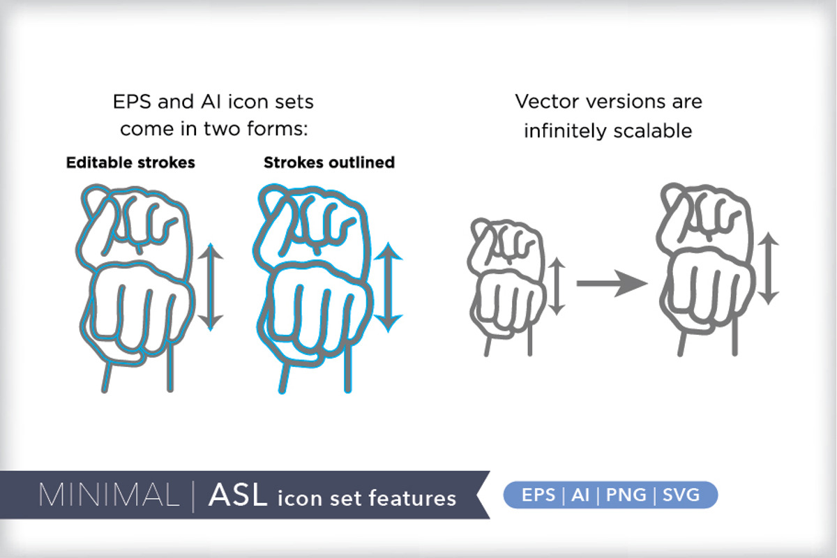 Minimal American Sign Language (ASL), an Outline Icon by Picture Window (Photo 24 of 26)