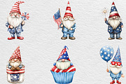 Watercolor Patriotic Gnome Clipart, an Illustration by Black Bird Studio (Thumbnail 4 of 6)