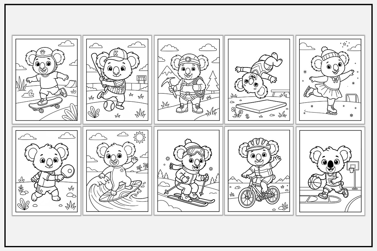 Koala Sports Coloring Pages, a Sport Illustration by Lamia Emad (Photo 3 of 5)