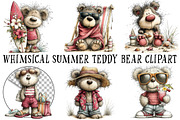 Whimsical Summer Teddy Bear Clipart, an Illustration by OK Design (Thumbnail 2 of 6)