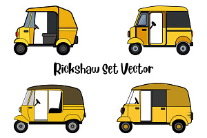 Rickshaw Set Vector, a Transportation Illustration by Awieee1