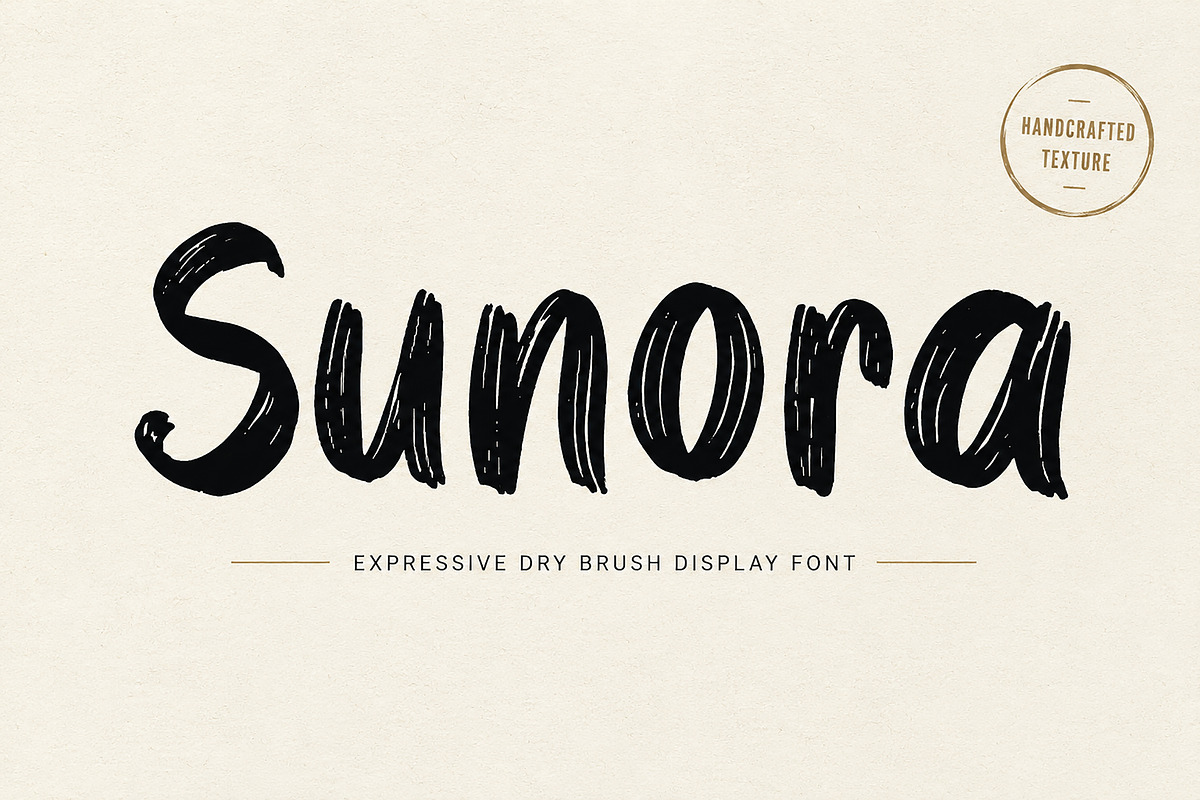 Sunora – Dry Brush Display Font, a Script Font by Wow Magic (Photo 1 of 4)