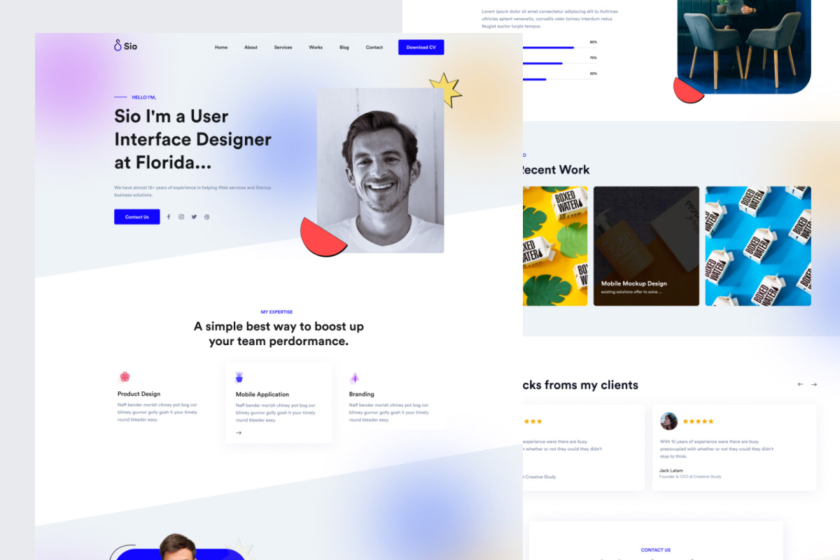 Sio - Personal Portfolio  Figma Temp, an UI Kit Template by ArtGalaxy (Photo 2 of 6)