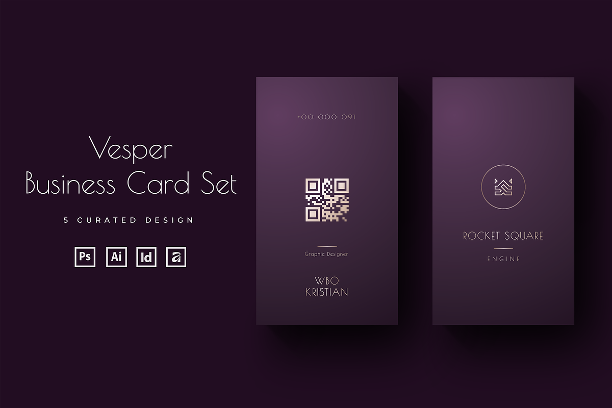 Vesper Business Card Set - 5 Bundles, a Business Card Template by Ctrl space studio (Photo 1 of 9)
