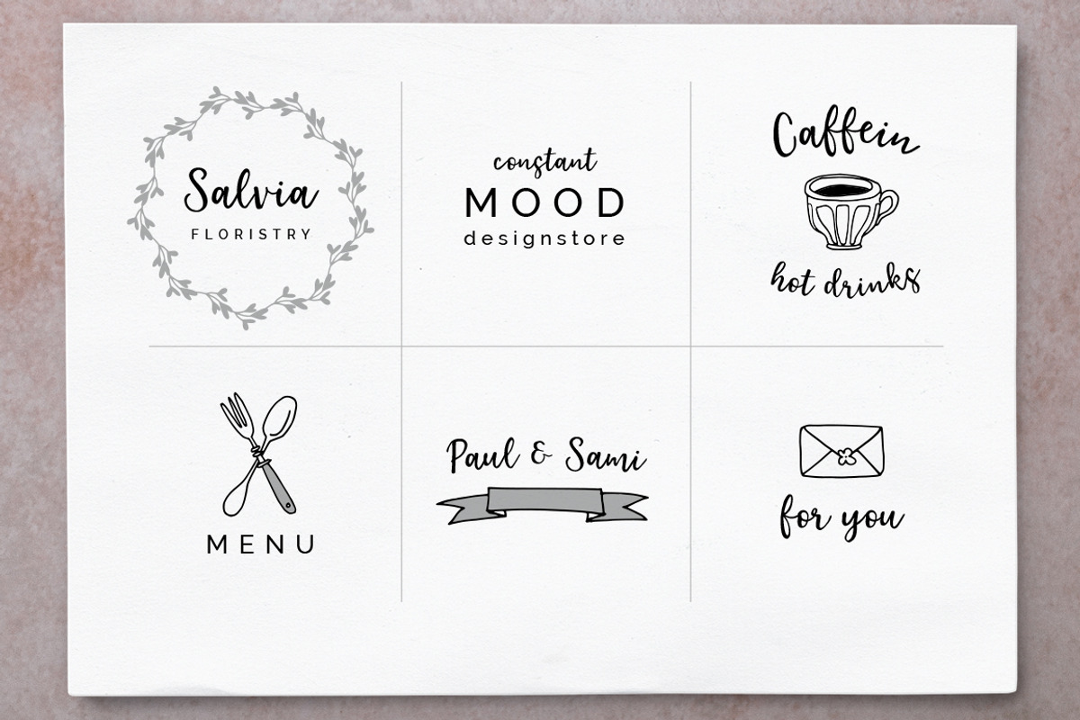 Elderflower script font + logos preview 6