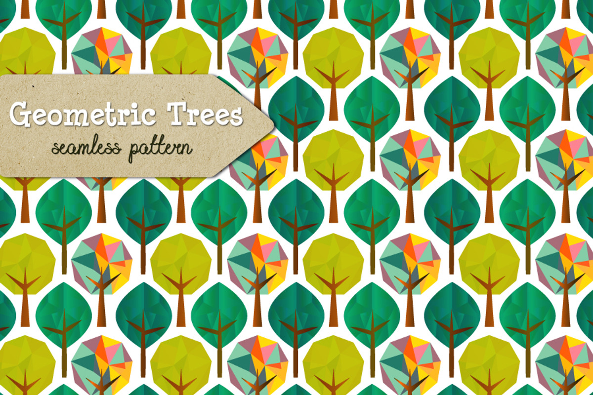 Geometric Trees pattern & 2 Trees, a Pattern Graphic by Anny Cecilia Walter (Photo 1 of 3)