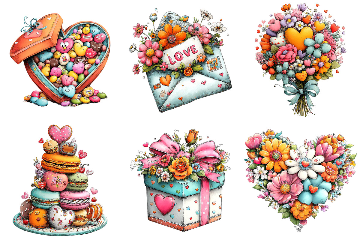 Whimsical Valentines Day Clipart, an Illustration by Craft Nest (Photo 4 of 9)