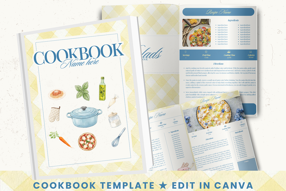 Printable family cookbook template, a Social Media Template by PixelBloomClub (Photo 1 of 8)