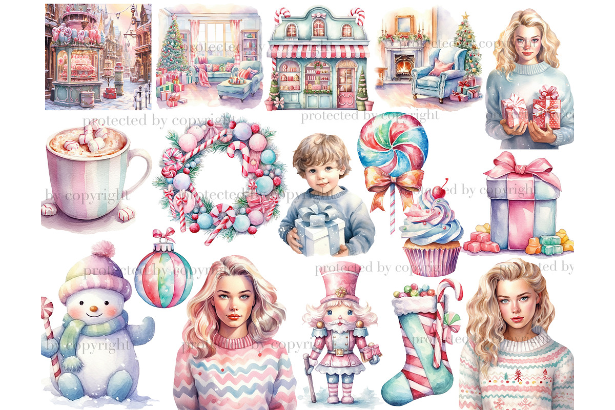 Pastel Christmas PNG | Xmas Clipart, a Person Illustration by GlamArtZhanna (Photo 3 of 5)