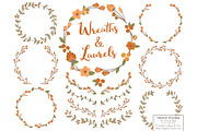 Pumpkin Vector Flower Wreaths, a Seasonal Illustration by Amanda Ilkov (Thumbnail 1 of 3)