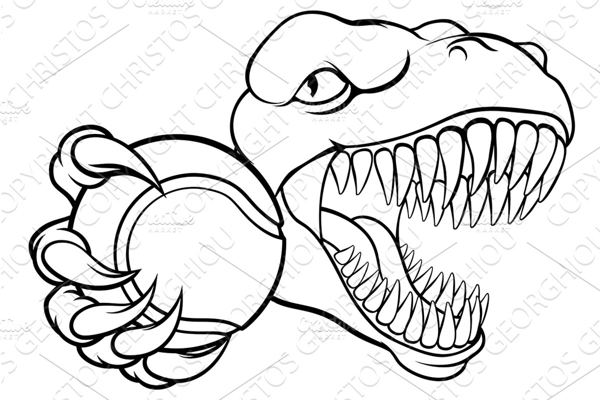 Dinosaur Tennis Player Animal Sports, a Sport Illustration by Christos Georghiou