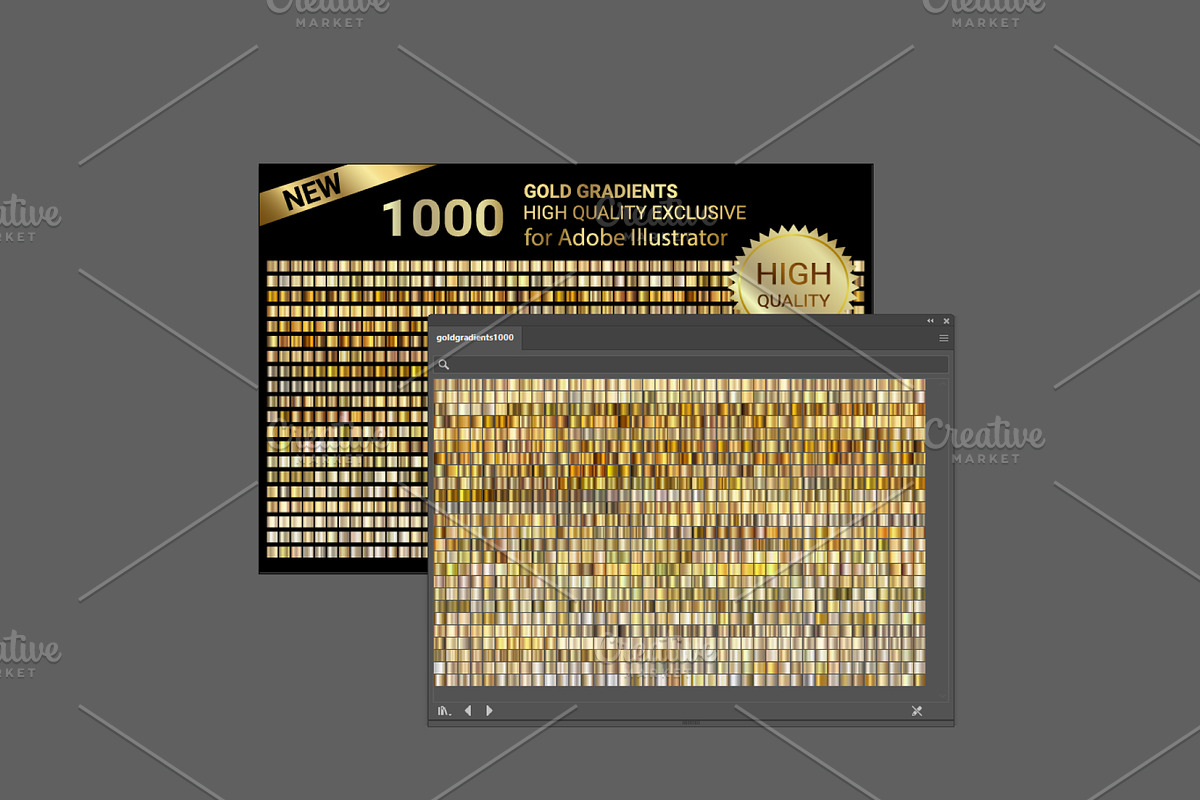 1000 Gold Gradients for Illustrator, a Gradient Add-On by Juksy (Photo 2 of 2)