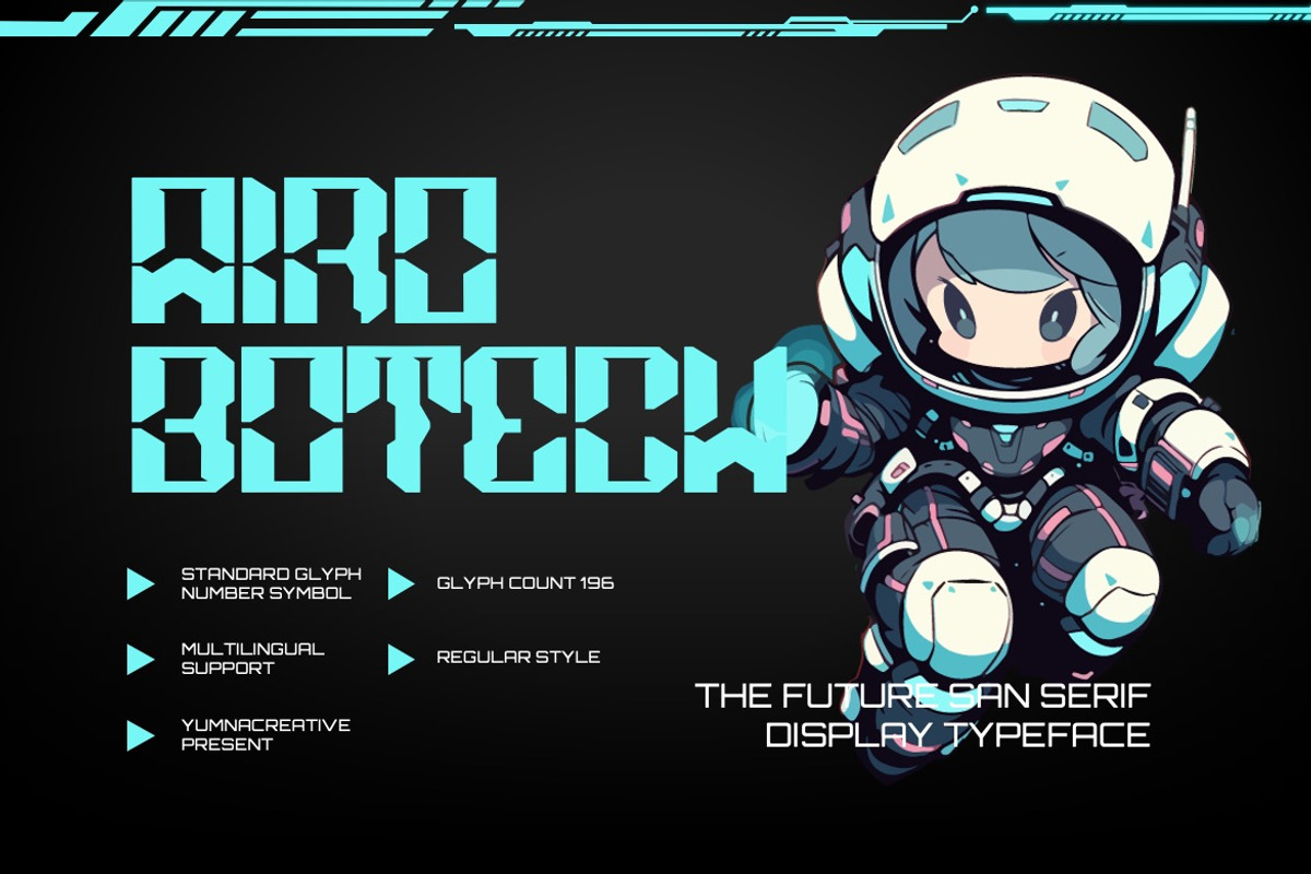 Airobotech - Future Sans Serif Font, a Sans Serif Font by Dhabee (Photo 1 of 7)