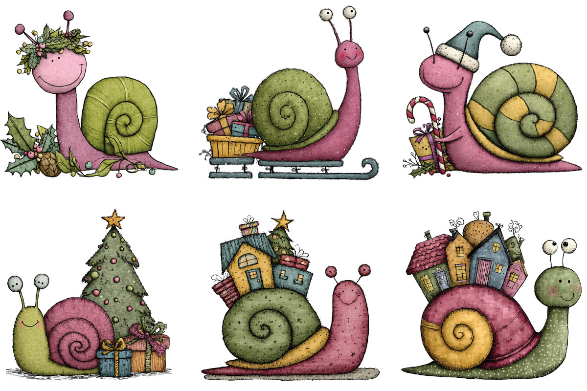 Whimsical Cartoon Snail Clipart, an Illustration by CraftArtStudio (Photo 5 of 6)
