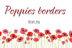 Poppies Borders, Watercolour