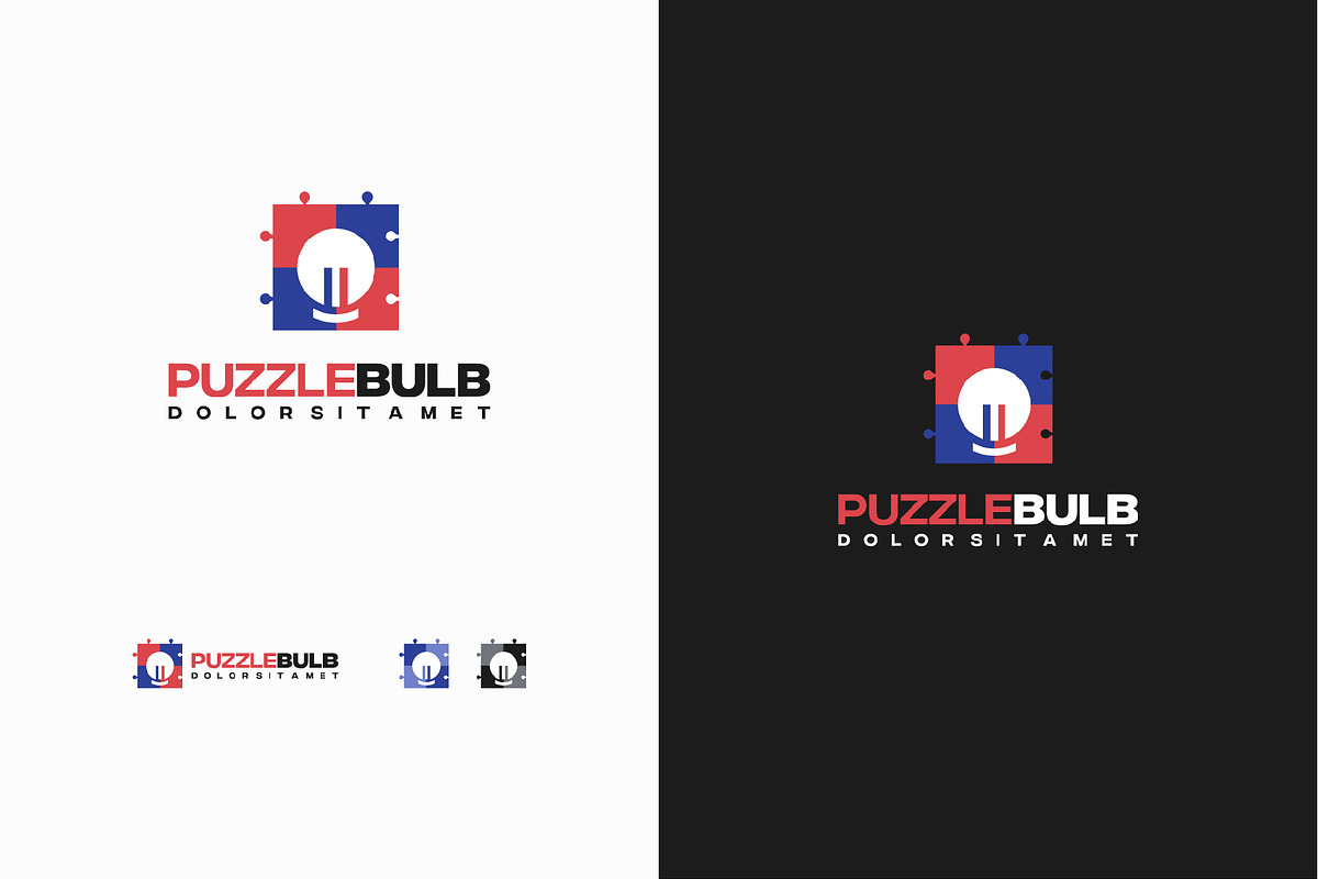 Set of Puzzle Idea Bulb Logo concept, a Branding & Logo Template by Lucky Creative (Photo 4 of 5)