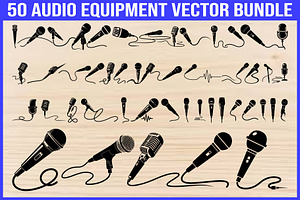 50 Audio Equipment Microphone Vector, an Illustration by Gaye Art