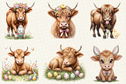Easter Highland Cow Clipart, an Illustration by OK Design (Thumbnail 3 of 5)