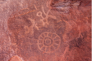 Detail of Petroglyphs on Atlatl Rock, an Animal Photo by Backyard Stock