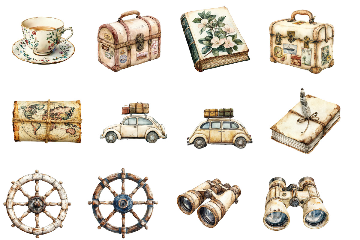 Antique Ivory Travel Clipart, an Illustration by Designworld (Photo 5 of 6)