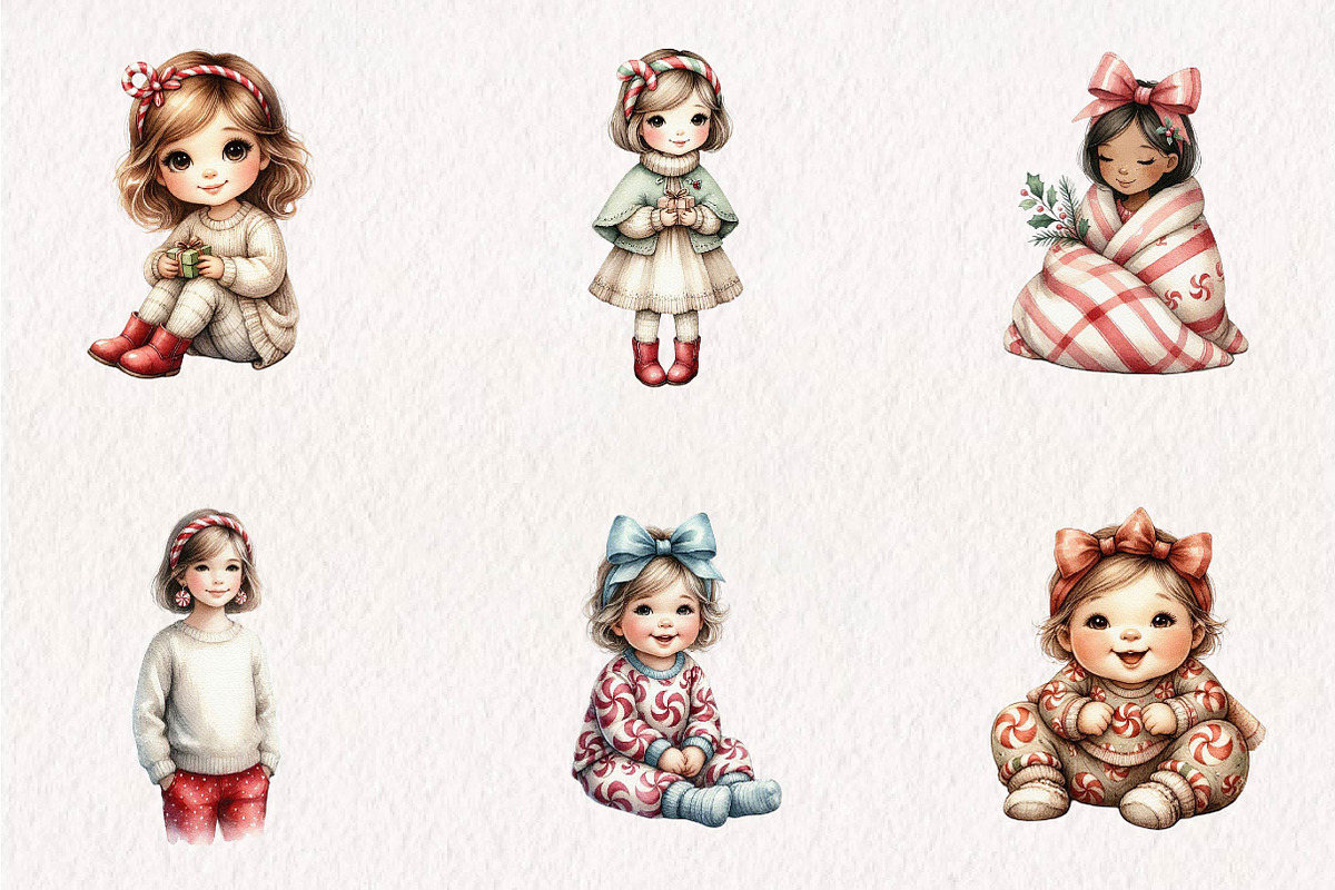 Peppermint Christmas Girl & Butter., a Seasonal Illustration by CreationArt (Photo 2 of 7)