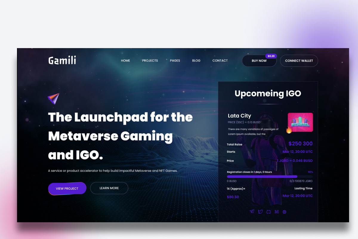 Gamili - Metaverse Gaming Launchpad, an UI Kit Template by ArtGalaxy (Photo 2 of 3)
