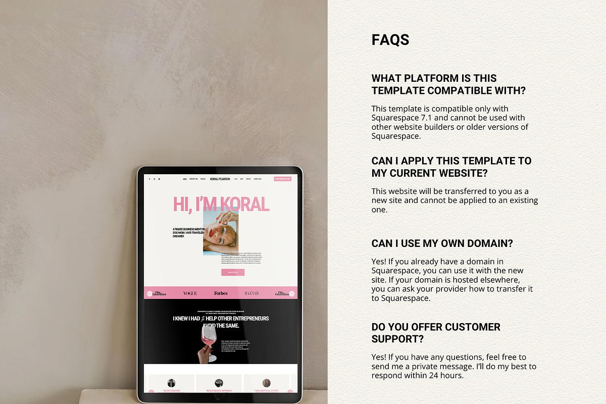 Pink Squarespace Website Template, a Squarespace Template by Row Creative (Photo 9 of 10)