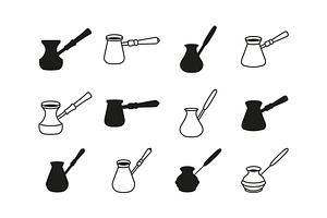 Coffee Cezve Icon Set