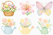 Pastel Spring Clipart PNG, an Illustration by Craft Nest (Thumbnail 5 of 6)