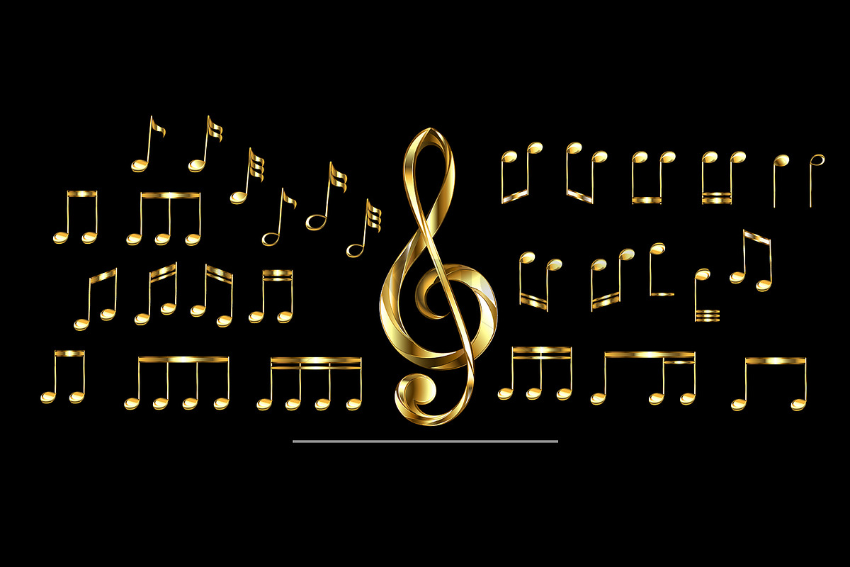 Set of golden notes, a Decorative Illustration by blackmoon9