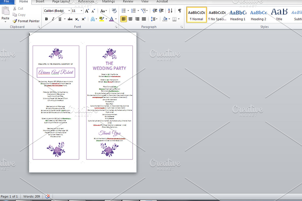 Wedding Ceremony Program, an Invitation Template by retrographix (Photo 2 of 2)