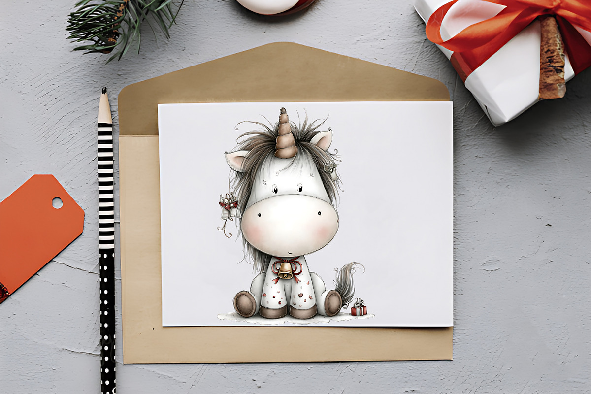 Christmas Unicorn Clipart, an Illustration by RobertsArt (Photo 5 of 7)