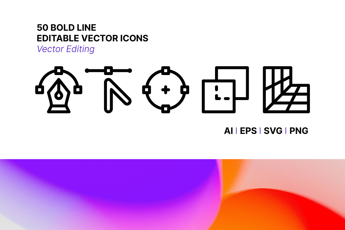 50 Vector Editing Icons, an Outline Icon by Side Project (Photo 1 of 7)