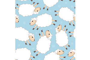 Seamless blue background with funny, an Animal Illustration by Toltemara