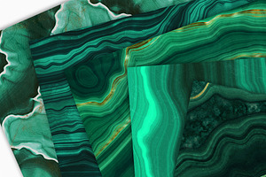 10 Malachite & Gold Mineral Textures