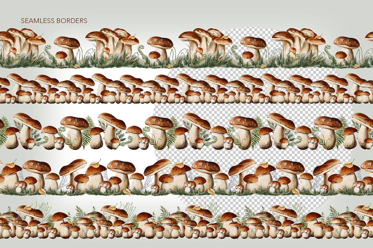 Mushrooms watercolor clip art, a Seasonal Illustration by Alena Sid (Photo 9 of 13)