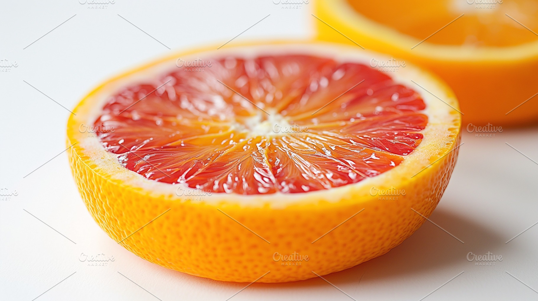 Freshly cut blood orange showcasing its vibrant red and orange interior., a Background Photo by ImageMir