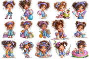 Whimsical Summer Little Girl Clipart, an Illustration by OK Design (Thumbnail 3 of 6)