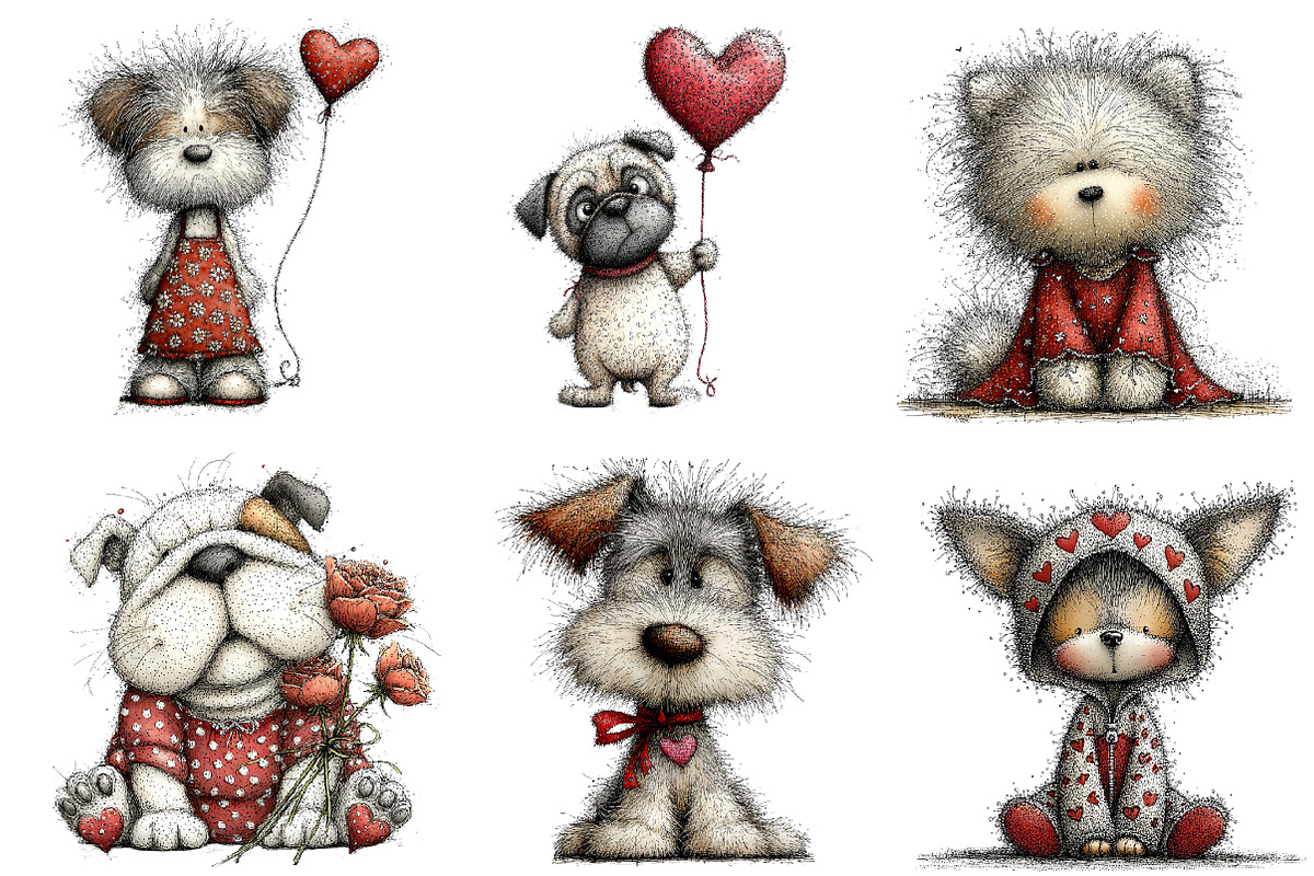 valentine dog clipart bundle, an Illustration by CreationArt (Photo 3 of 5)