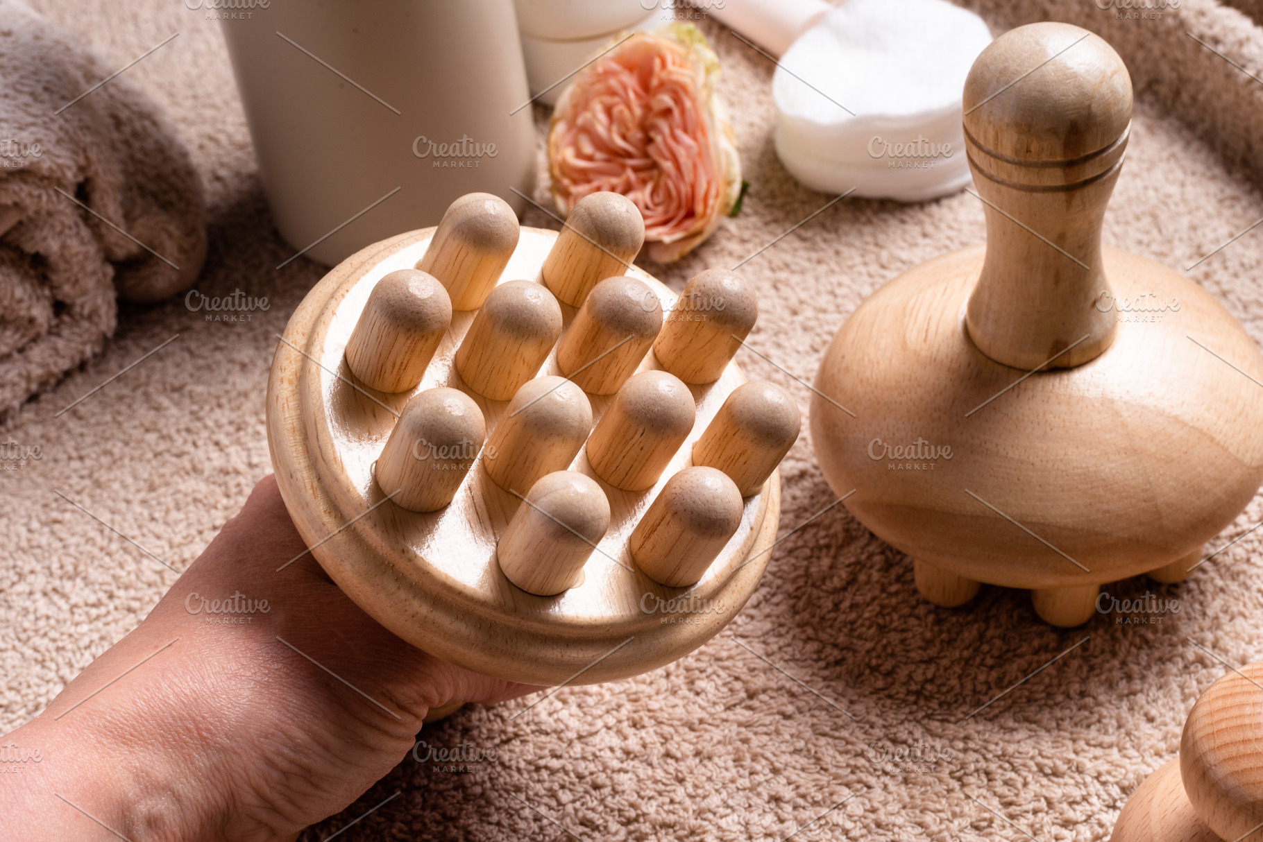 Wood Therapy Massage Tools, Maderoterapia, Manual Mushroom Massa, a Health & Medical Photo by MDBildes