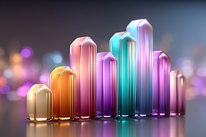 Colorful upward bar chart design showcasing growth with vibrant crystal-like sh, a Business Photo by AlyaAnd