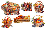 Farmer's market, watercolor clipart, a Food Illustration by AkvarelRiver (Thumbnail 5 of 7)