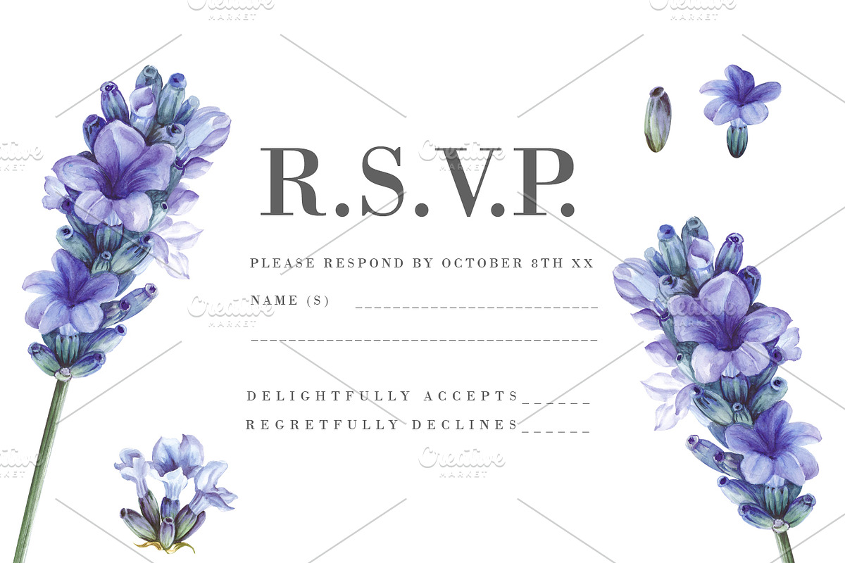 Watercolor Lavender Wedding., an Invitation Template by Kotkoa (Photo 4 of 6)