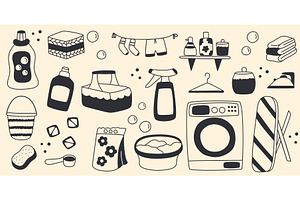 Hand-drawn set of washing and, an Object Illustration by Tati_Kli