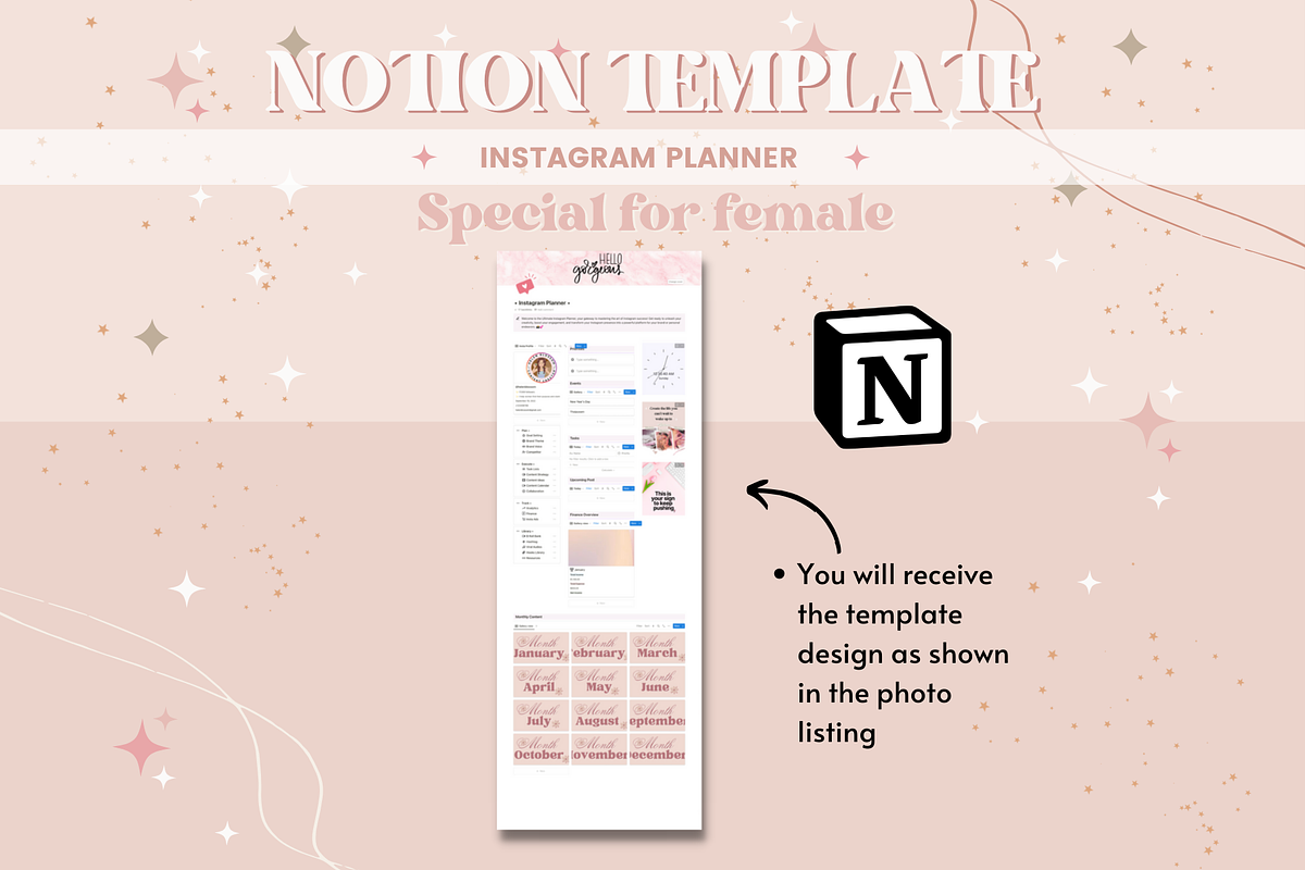 Instagram Planner Notion Template, a Templates & Theme by bellaROSEworkshop (Photo 5 of 10)